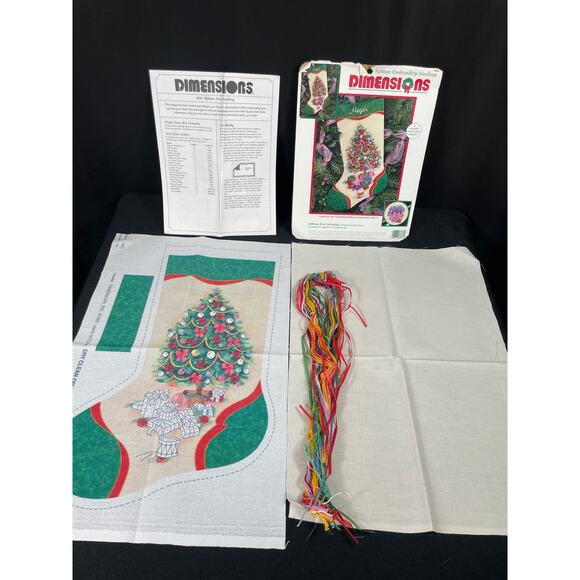 Vintage Dimensions, Ribbon Embroidery Stocking, Ribbon Tree Stocking, 8081 - Picture 2 of 7